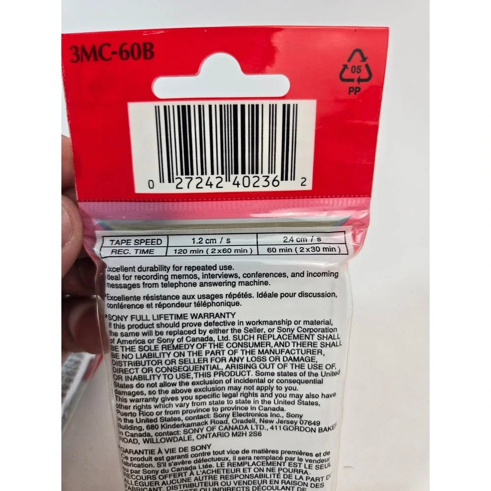 Sony MC-60 Microcassette Tapes Sealed 3-Pack Lot of 2 Voice Tape 60 Min